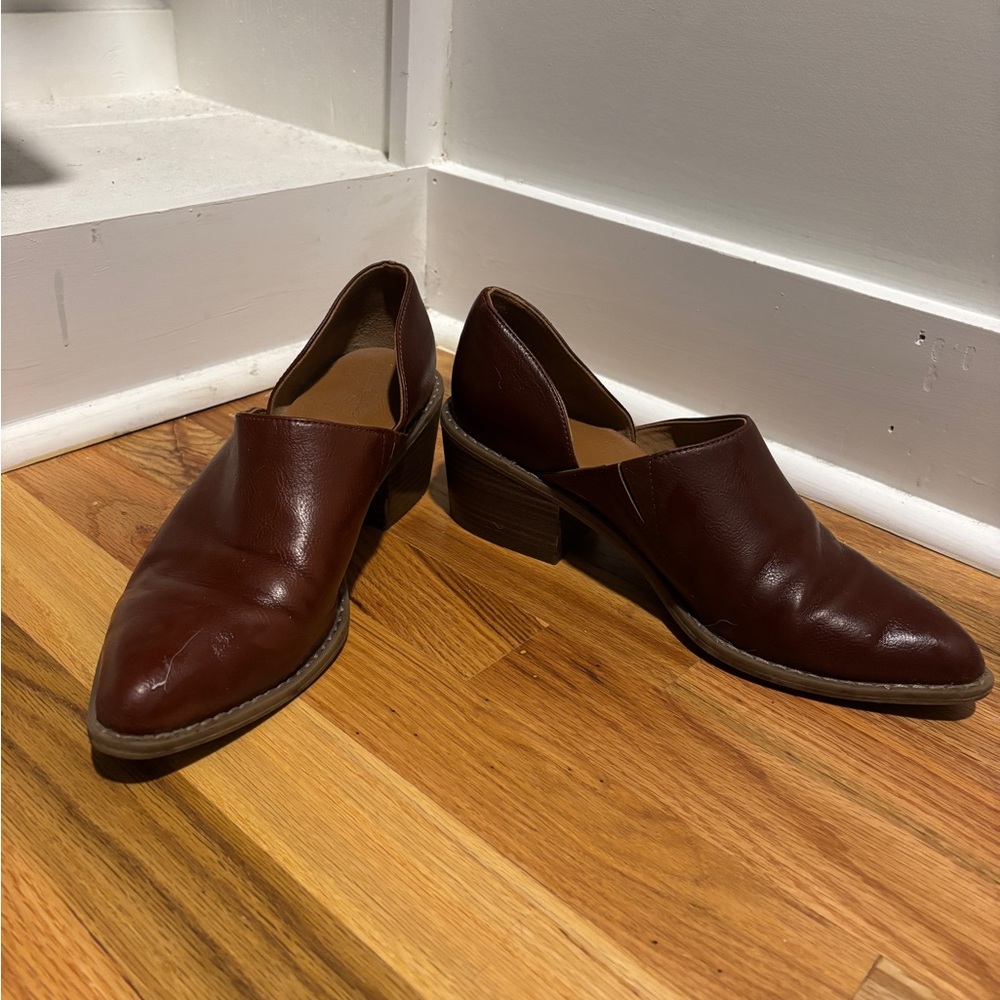 Women's Brown Leather Slip-On Booties